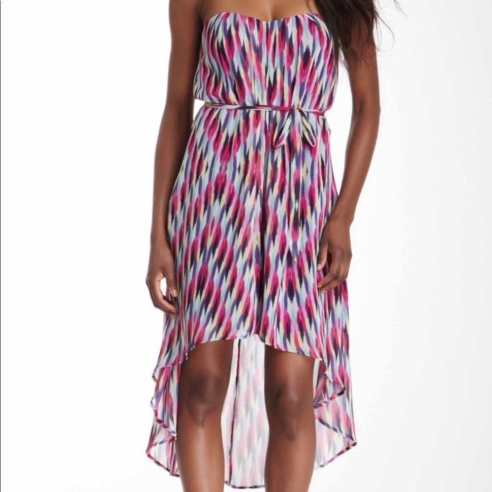 Strapless Multi Color Hight Low Dress